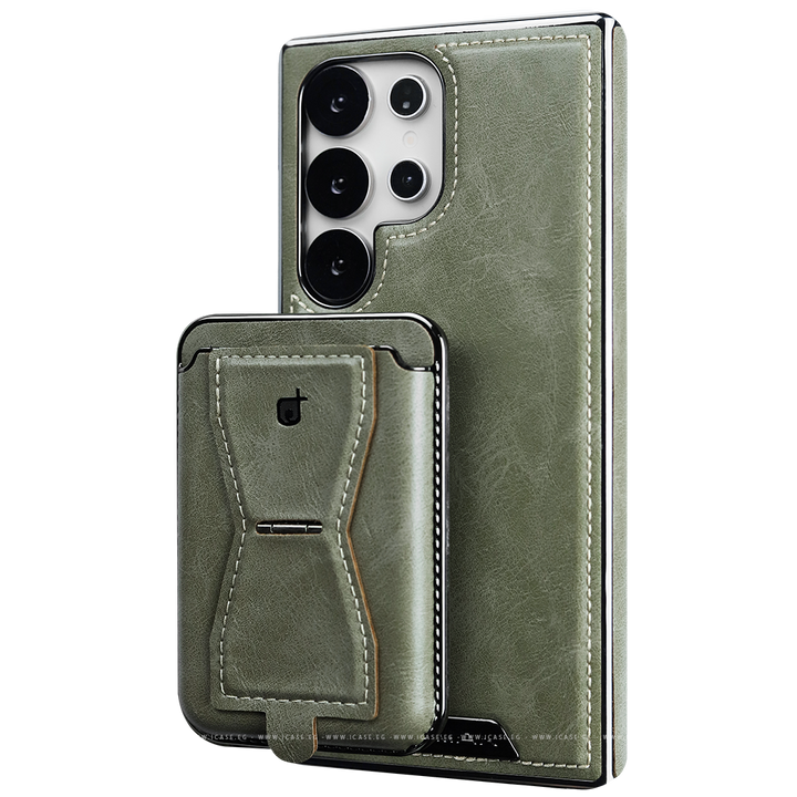 Rimbmax Leather Wallet Case with Card Holder for Samsung S25 Ultra