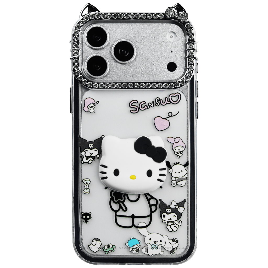 Cute Cartoon Clear Case with Shiny Camera Frame iPhone 17 Air