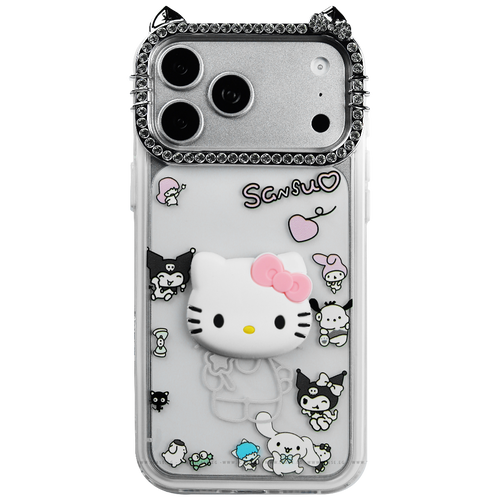 Cute Cartoon Clear Case with Shiny Camera Frame iPhone 17 Air