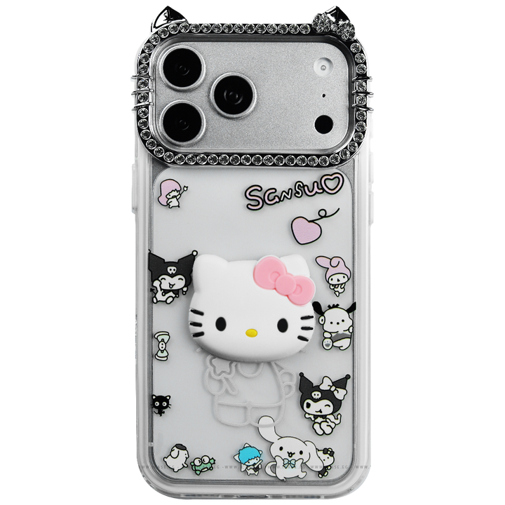Cute Cartoon Clear Case with Shiny Camera Frame iPhone 17 Air