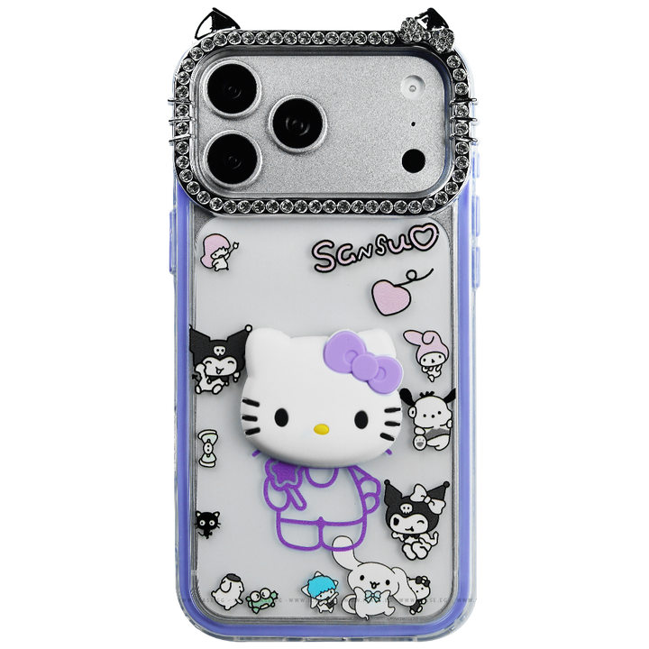 Cute Cartoon Clear Case with Shiny Camera Frame iPhone 17 Air