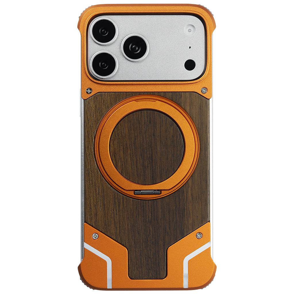 Magnetic Aluminum Wood Case for 17 Pro Max