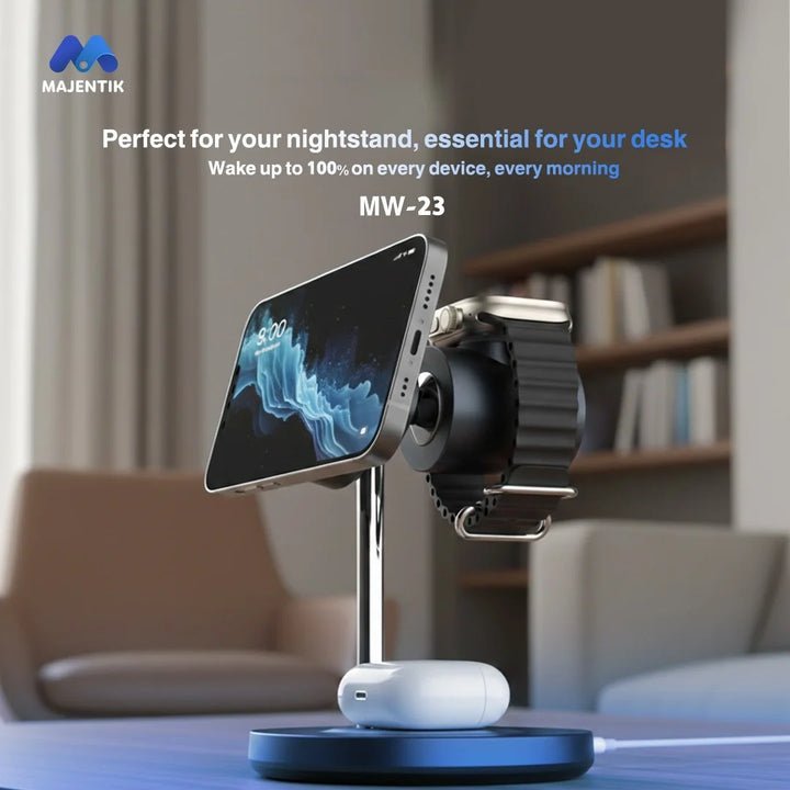 Majentik 3-in-1 Magnetic Wireless Charging Stand 25W with Cooling Fan