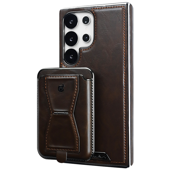 Rimbmax Leather Wallet Case with Card Holder for Samsung S25 Ultra