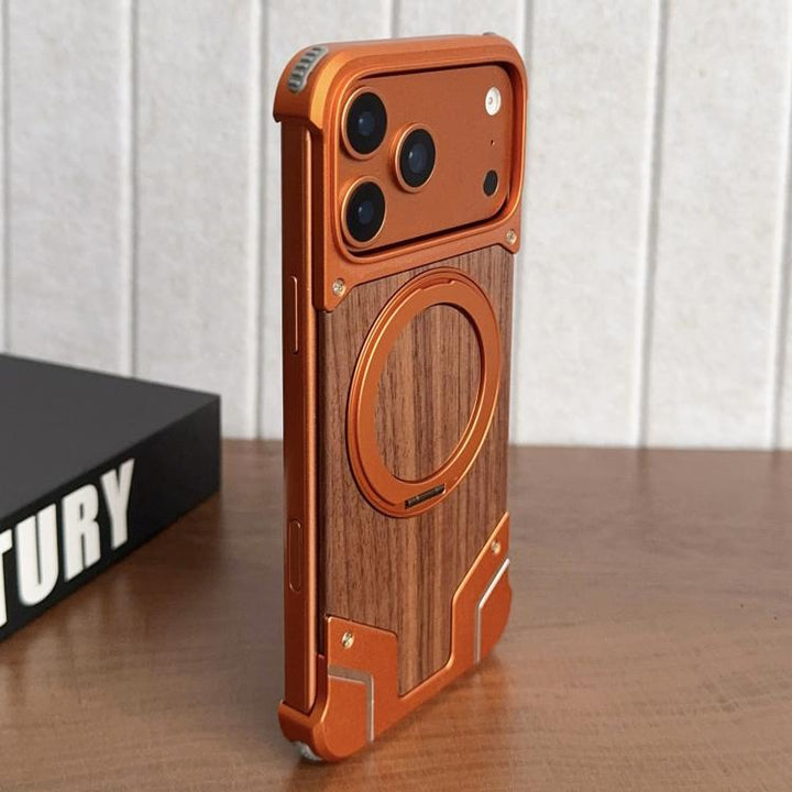 Magnetic Aluminum Wood Case for 17 Pro Max
