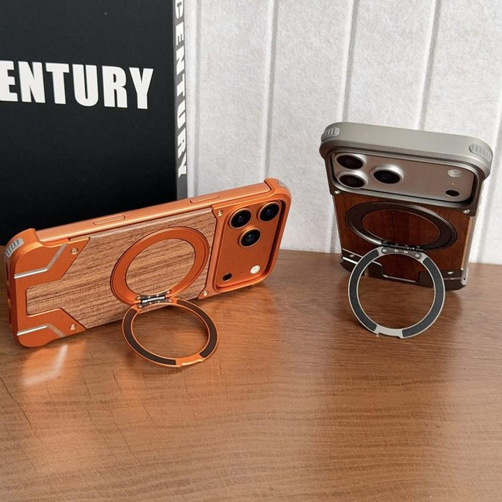 Magnetic Aluminum Wood Case for 17 Pro Max