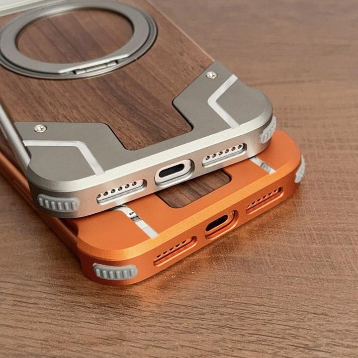 Magnetic Aluminum Wood Case for 17 Pro Max