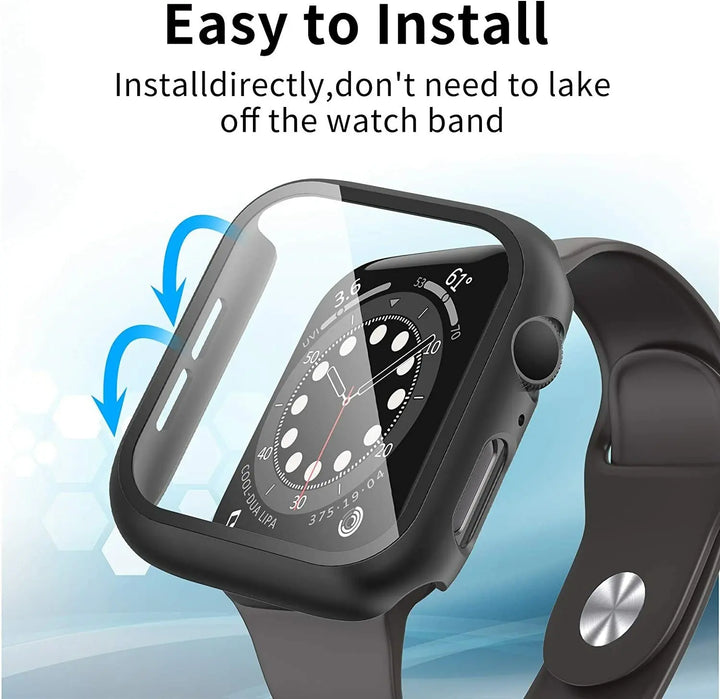 Matte Case with Tempered Glass Screen for Apple Watch - Black