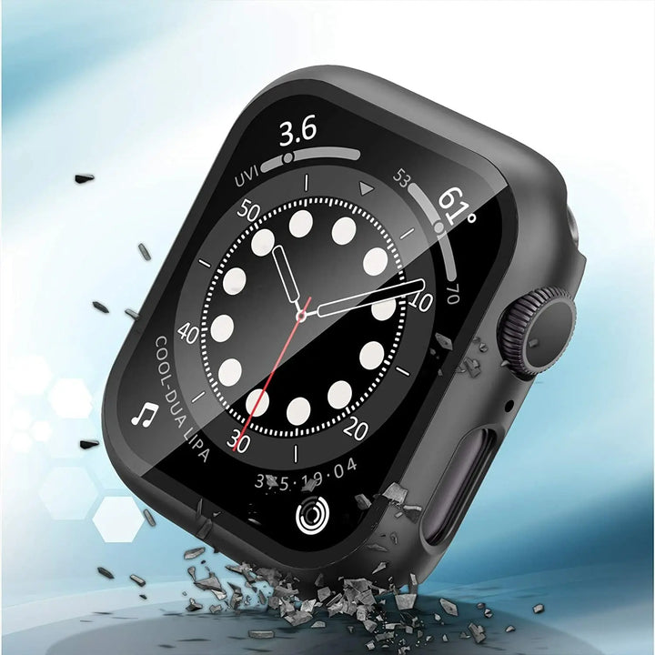 Matte Case with Tempered Glass Screen for Apple Watch - Black