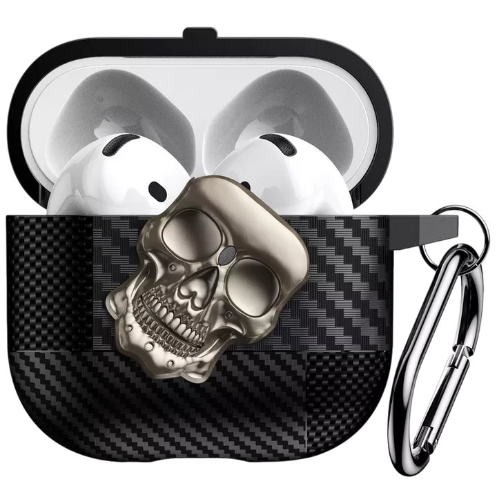 Carbon Fiber Skin Metal Skull Latch Switch AirPods Case